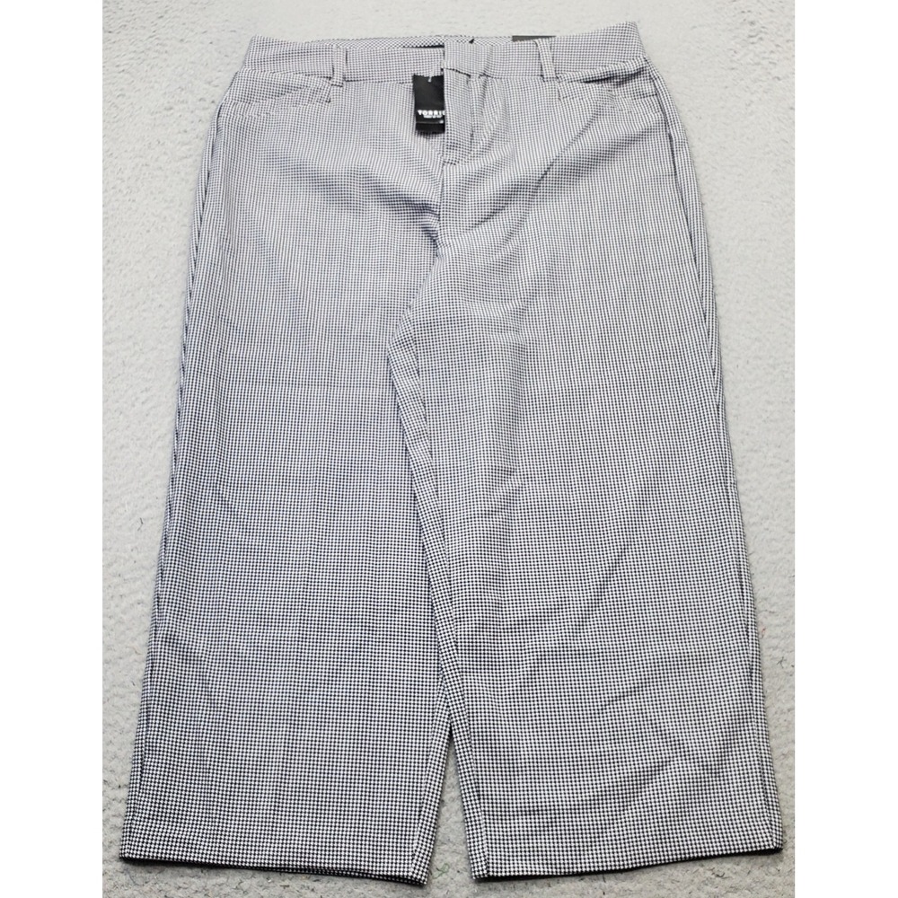 Torrid Crop Pants Womens Size 10 Multi Houndstooth Stretch Flat Front Wide Leg
